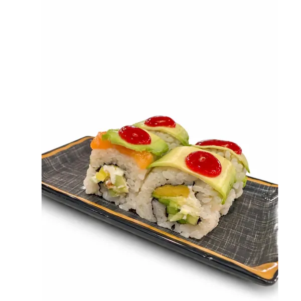 Uramaki queso, mango, pepino, aguacate