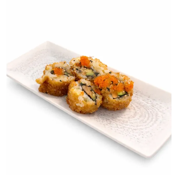 Uramaki queso, aguacate, tobiko