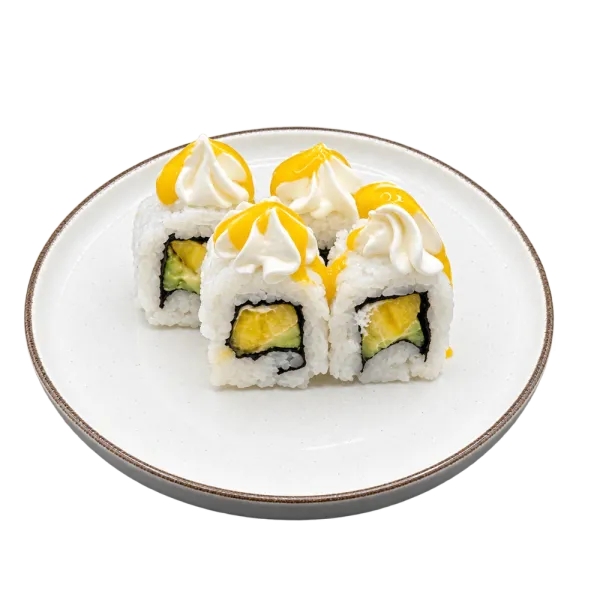 Uramaki piña, aguacate, mango