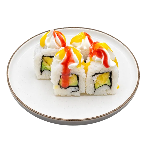 Uramaki queso, mango, aguacate