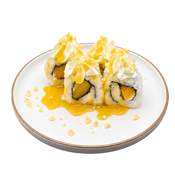 Uramaki queso, melocotón