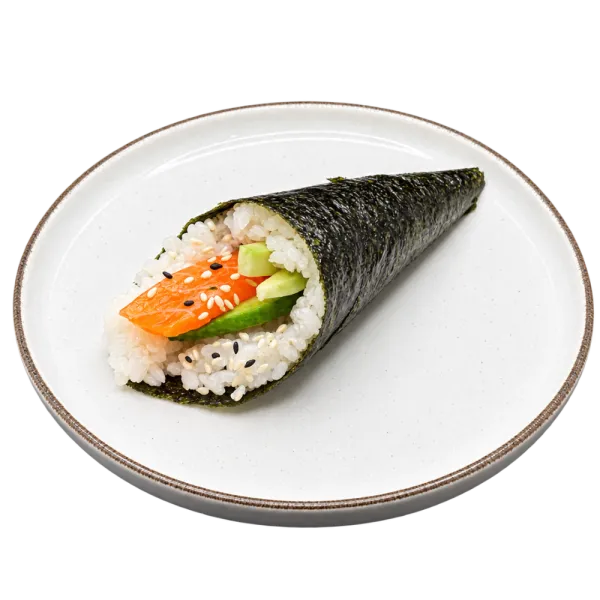 Temaki salmón, aguacate, pepino