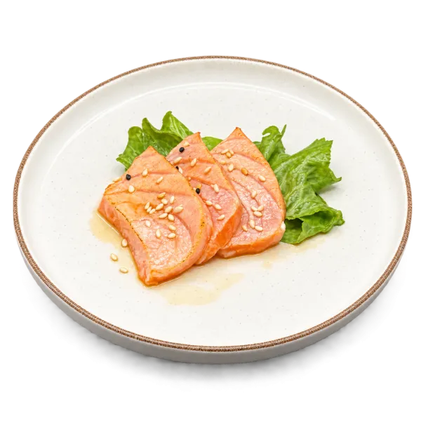 Tataki de salmón flambeado
